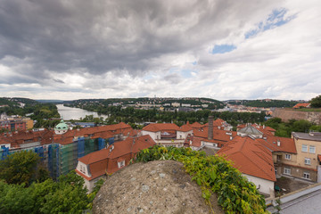 Fototapeta na wymiar View of Prague city from fort of Vysehrad during early summer day,Prague,Czech republic,