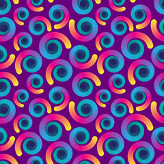 Obraz na płótnie Canvas Seamless colorful gradient snail shape elements pattern on violet background. Vector illustration