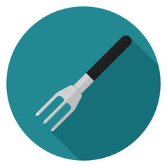 Hand rake icon. Illustration in flat style. Round icon with long shadow.
