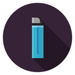 Lighter icon. Illustration in flat style. Round icon with long shadow.