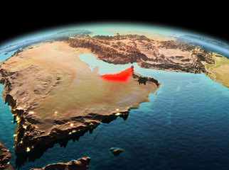 United Arab Emirates on planet Earth in space