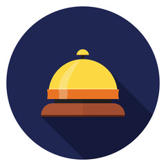 Reception bell icon. Illustration in flat style. Round icon with long shadow.