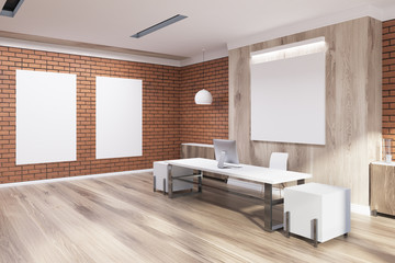 Brick and wooden boss s office, poster gallery