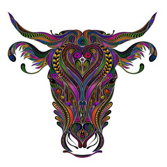 Vector colored cow from patterns
