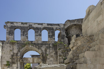 Fototapeta na wymiar Ancient ruins of Diocletian Palace in Split, Croatia