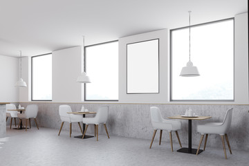 White cafe corner, poster, side