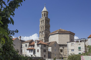 Fototapeta na wymiar Day view of Split city with bell tower