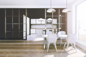 Black and white dining room toned