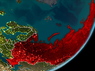 Russia on night Earth