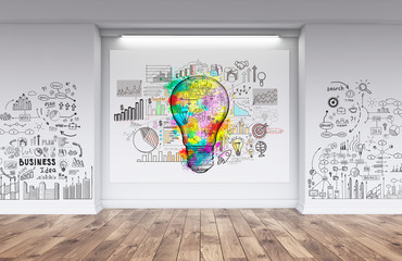 Idea sketch and business plan in a gallery