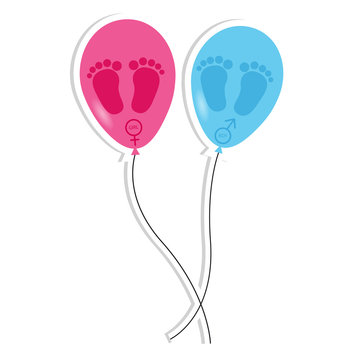 Baby Footprint And Balloons - Girl And Boy Icons