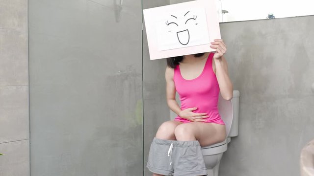 woman take smile billboard