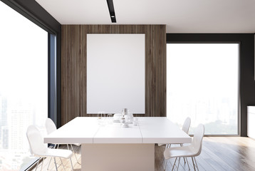 Gray and wooden dining room