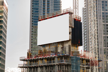 Empty billboard on a construction site