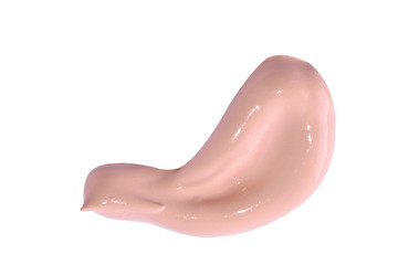 Fototapeta premium Liquid makeup foundations smear drop on white background.