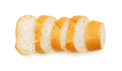 Two slices of white sandwich bread isolated on a white background