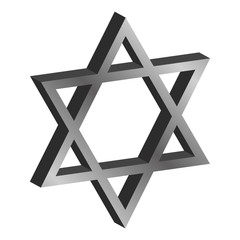 three-dimensional metal six-pointed star David