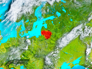 Lithuania in red on Earth