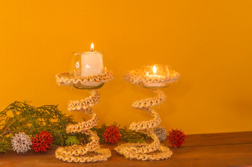 rustic handmade candlesticks made with recycled materials