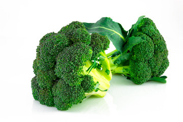 Fresh green broccoli isolated on white background