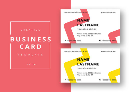 Zig Zag Business Card Layout in Two Colors