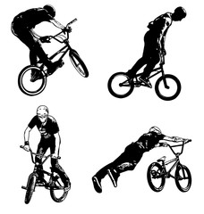 Fototapeta premium 4 high quality bmx cyclist - vector