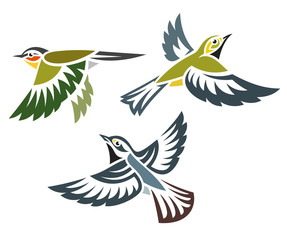 Stylized Birds - Warblers