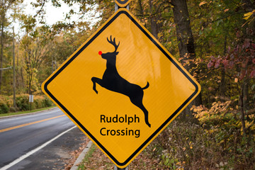 Rudolph The Red Nosed Reindeer crossing sign