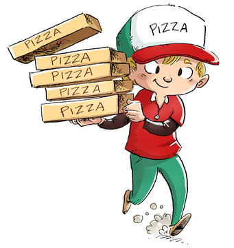 ni&ntilde;o repartidor de pizza
