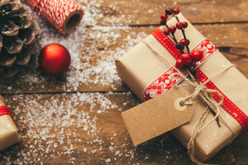 Christmas on sale with price tag, shopping in Winter, Boxing day. Xmas promotion, Shopping background.