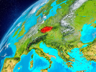 Space view of Czech republic in red