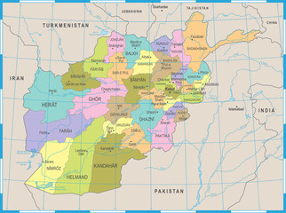 Fototapeta na wymiar Afghanistan Map - Detailed Vector Illustration