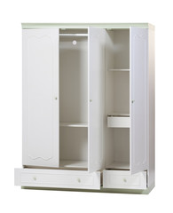 Three-section wardrobe with open doors isolated over white background. With clipping path.