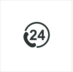 24 hour online icon. Vector Illustration