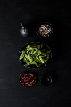 Ingredients for a spicy edamame