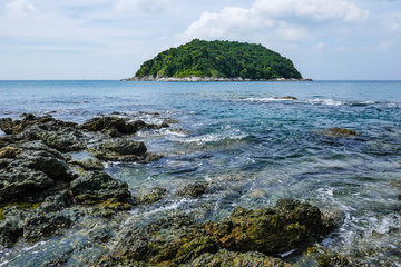 Fototapeta na wymiar Phromthep Cape Beautiful Andaman sea view in Phuket island Thailand. 
