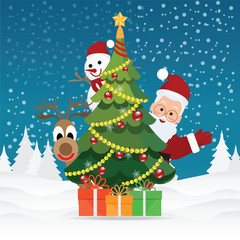 Merry Christmas Greeting Card with Christmas Santa Claus