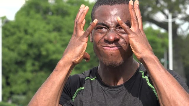 Stressed African Male Athlete