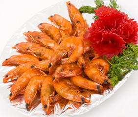 Chinese food. Shrimps in sour sweet sauce.