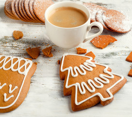 Espresso coffee with Christmas cookies.