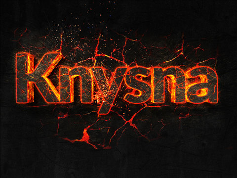 Knysna Fire text flame burning hot lava explosion background.