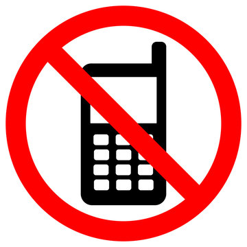 NO CELL PHONES zone sign. Keep silence symbol. Button mobile phone with antenna icon. Vector.