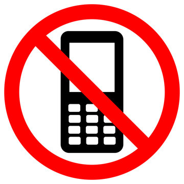NO CELL PHONES area. Keep quiet symbol. Button mobile phone icon. Vector.