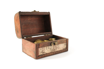 An open chest with gold.