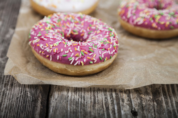 Pink donuts on paper
