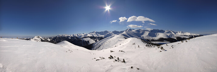 Fototapeta na wymiar Panorama Grześ Tatry Zachodnie Zima