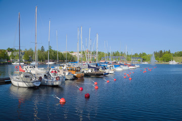 Fototapeta na wymiar Sunny June day in the harbor of Lappeenranta. Finland