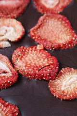 Bar of chocolate with dried strawberries