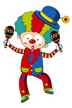 Happy clown with maracas