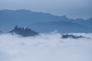 Fototapeta na wymiar Close up fog over mountain